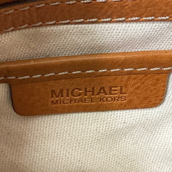 Vintage Michael Kors Brown Leather Two Handle Box Purse With Strap Y2K - Picture 7 of 15